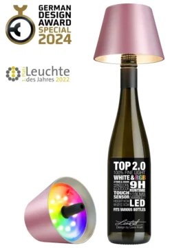 SOMPEX TOP 2.0 RGBW-Akku-Flaschenleuchte pink metallic