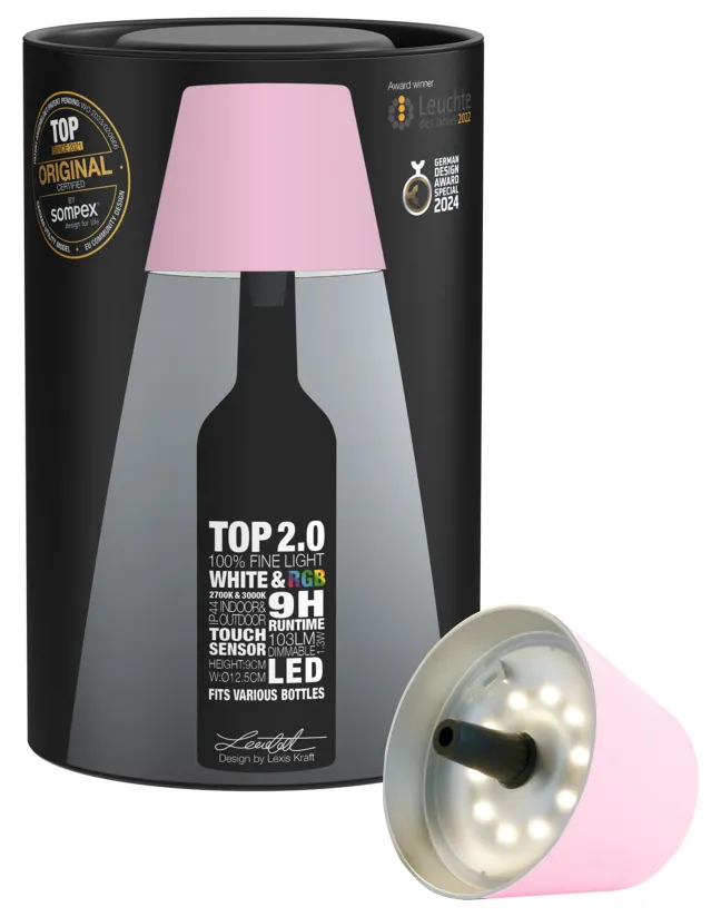 SOMPEX TOP 2.0 RGBW-Akku-Flaschenleuchte Rosa