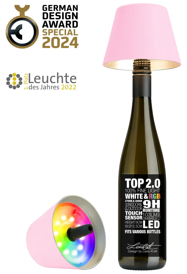 SOMPEX TOP 2.0 RGBW-Akku-Flaschenleuchte Rosa