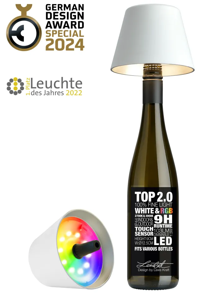 SOMPEX TOP 2.0 RGBW-Akku-Flaschenleuchte Weiß