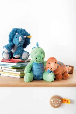 Steiff Bronko Brontosaurus 28cm dunkelorange/petrol 87837