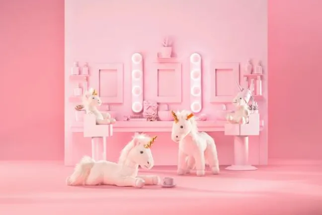 Steiff Unica Schlenker Einhorn im Koffer 20cm weiß