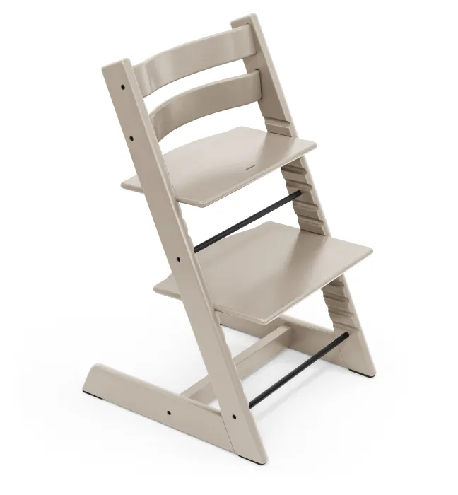 STOKKE® Mega Set Tripp Trapp® Buche Cashmere Grey + Babyset² Cashmere Grey + Tray Tisch weiß