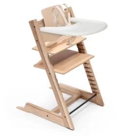 STOKKE® Mega Set Tripp Trapp® Buche Wild Wood natur + Babyset² natur + Tray Tisch weiß