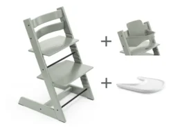 STOKKE® Mega Set Tripp Trapp® Glacier Green + Babyset² Glacier Green + Tray Tisch weiß