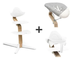 STOKKE® Nomi® Hochstuhl Eiche weiß + Newborn sand + Baby Set