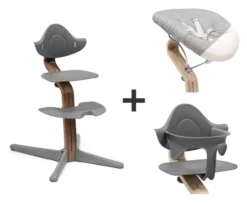 STOKKE® Nomi® Hochstuhl Walnuss grau + Newborn sand + Baby Set