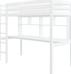THUKA Hit Hochbett mit Schreibtisch und Regal weiß