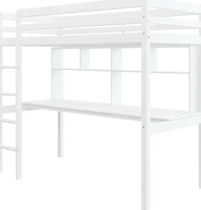 THUKA Hit Hochbett mit Schreibtisch und Regal weiß