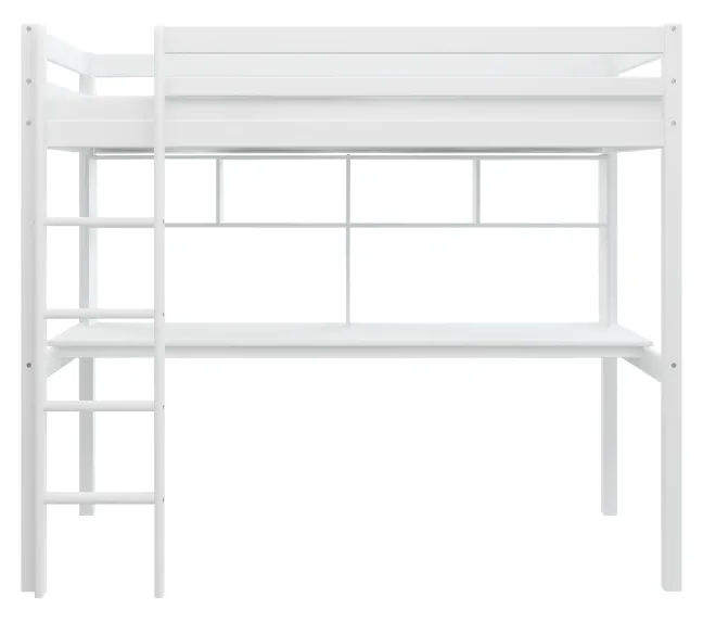 THUKA Hit Hochbett mit Schreibtisch und Regal weiß