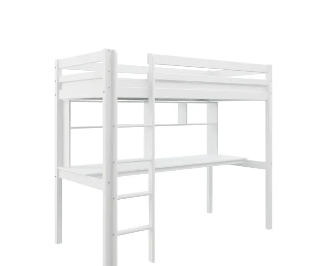 THUKA Hit Hochbett mit Schreibtisch und Regal weiß