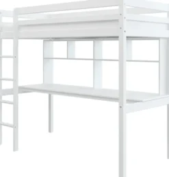 THUKA Hit Hochbett mit Schreibtisch und Regal weiß