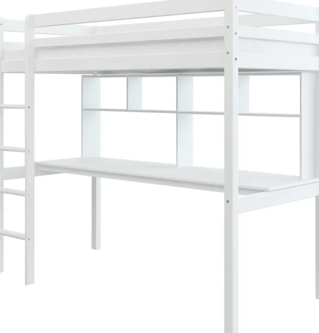 THUKA Hit Hochbett mit Schreibtisch und Regal weiß