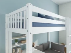 THUKA Nordic Casa Hochbett Crossbar mit gerader Leiter weiß