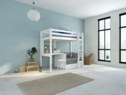 THUKA Nordic Casa Hochbett Crossbar mit gerader Leiter weiß