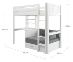 THUKA Nordic Casa Hochbett Romantic mit gerader Leiter weiß