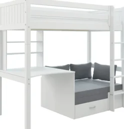 THUKA Nordic Casa Hochbett Romantic mit gerader Leiter weiß