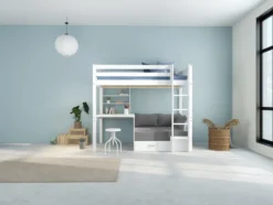 THUKA Nordic Casa Hochbett Romantic mit gerader Leiter weiß