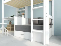 THUKA Nordic Casa Hochbett Romantic mit gerader Leiter weiß