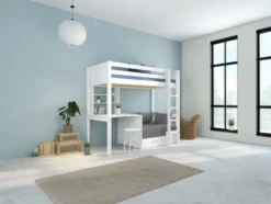 THUKA Nordic Casa Hochbett Romantic mit gerader Leiter weiß