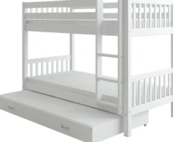 THUKA Nordic Etagenbett Crossbar mit gerader Leiter und Gästebett weiß