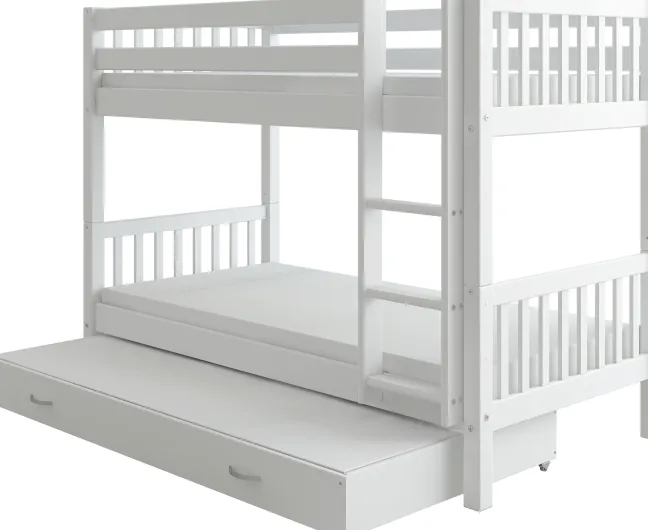 THUKA Nordic Etagenbett Crossbar mit gerader Leiter und Gästebett weiß