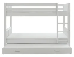 THUKA Nordic Etagenbett Crossbar mit gerader Leiter und Gästebett weiß