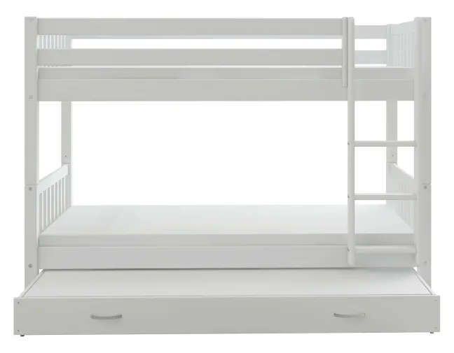 THUKA Nordic Etagenbett Crossbar mit gerader Leiter und Gästebett weiß