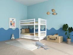 THUKA Nordic Etagenbett Crossbar mit gerader Leiter und 2 Schubladen weiß