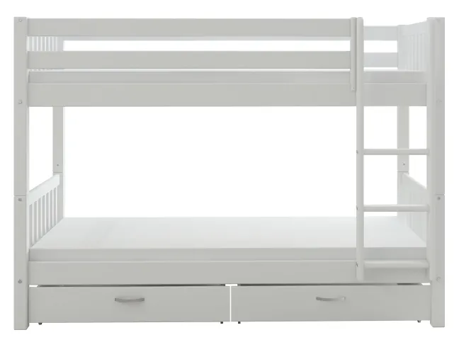 THUKA Nordic Etagenbett Crossbar mit gerader Leiter und 2 Schubladen weiß