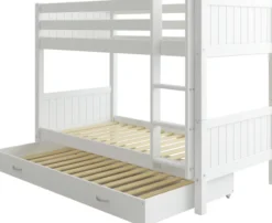 THUKA Nordic Etagenbett Romantic mit gerader Leiter und Gästebett weiß