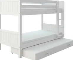 THUKA Nordic Etagenbett Romantic mit gerader Leiter und Gästebett weiß