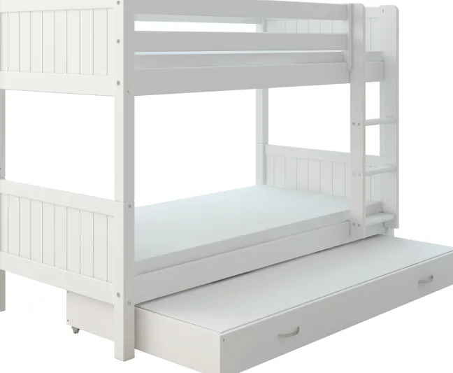 THUKA Nordic Etagenbett Romantic mit gerader Leiter und Gästebett weiß