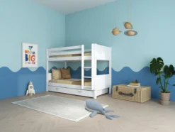 THUKA Nordic Etagenbett Romantic mit gerader Leiter und 2 Schubladen weiß