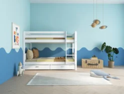 THUKA Nordic Etagenbett Romantic mit gerader Leiter und 2 Schubladen weiß