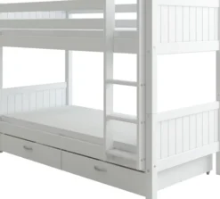 THUKA Nordic Etagenbett Romantic mit gerader Leiter und 2 Schubladen weiß
