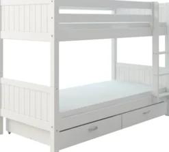 THUKA Nordic Etagenbett Romantic mit gerader Leiter und 2 Schubladen weiß
