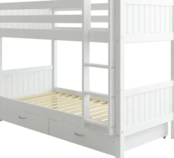 THUKA Nordic Etagenbett Romantic mit gerader Leiter und 2 Schubladen weiß