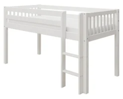 THUKA Nordic halbhohes Bett Crossbar mit gerader Leiter weiß