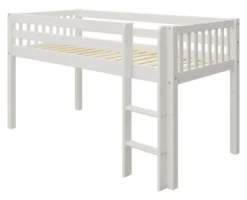 THUKA Nordic halbhohes Bett Crossbar mit gerader Leiter weiß