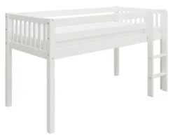 THUKA Nordic halbhohes Bett Crossbar mit gerader Leiter weiß