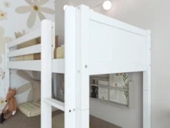 THUKA Nordic halbhohes Bett Romantic mit gerader Leiter weiß