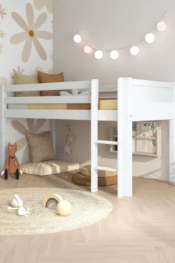 THUKA Nordic halbhohes Bett Romantic mit gerader Leiter weiß