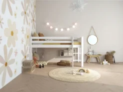 THUKA Nordic halbhohes Bett Romantic mit gerader Leiter weiß