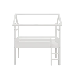 THUKA Nordic halbhohes Hausbett Crossbar mit gerader Leiter weiß