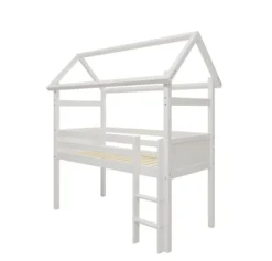 THUKA Nordic halbhohes Hausbett Romantic mit gerader Leiter weiß