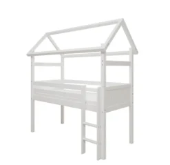 THUKA Nordic halbhohes Hausbett Romantic mit gerader Leiter weiß