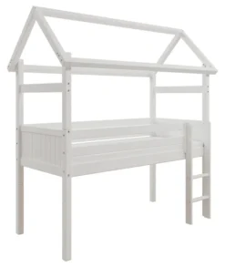 THUKA Nordic halbhohes Hausbett Romantic mit gerader Leiter weiß