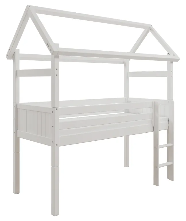 THUKA Nordic halbhohes Hausbett Romantic mit gerader Leiter weiß