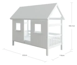 THUKA Nordic Hausbett Crossbar mit geschlossener Front und Dachpanele weiß